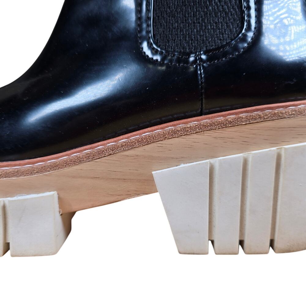 Gianni Bini Ridleigh Black Patent Leather Platform Chunky Lug Sole Boots Sz 6 - Picture 8 of 8